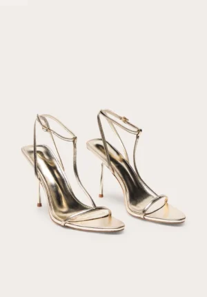 SANDALES DORÉES À TALON ET BRIDES T