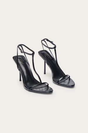 SANDALES NOIRES À TALON ET BRIDES T